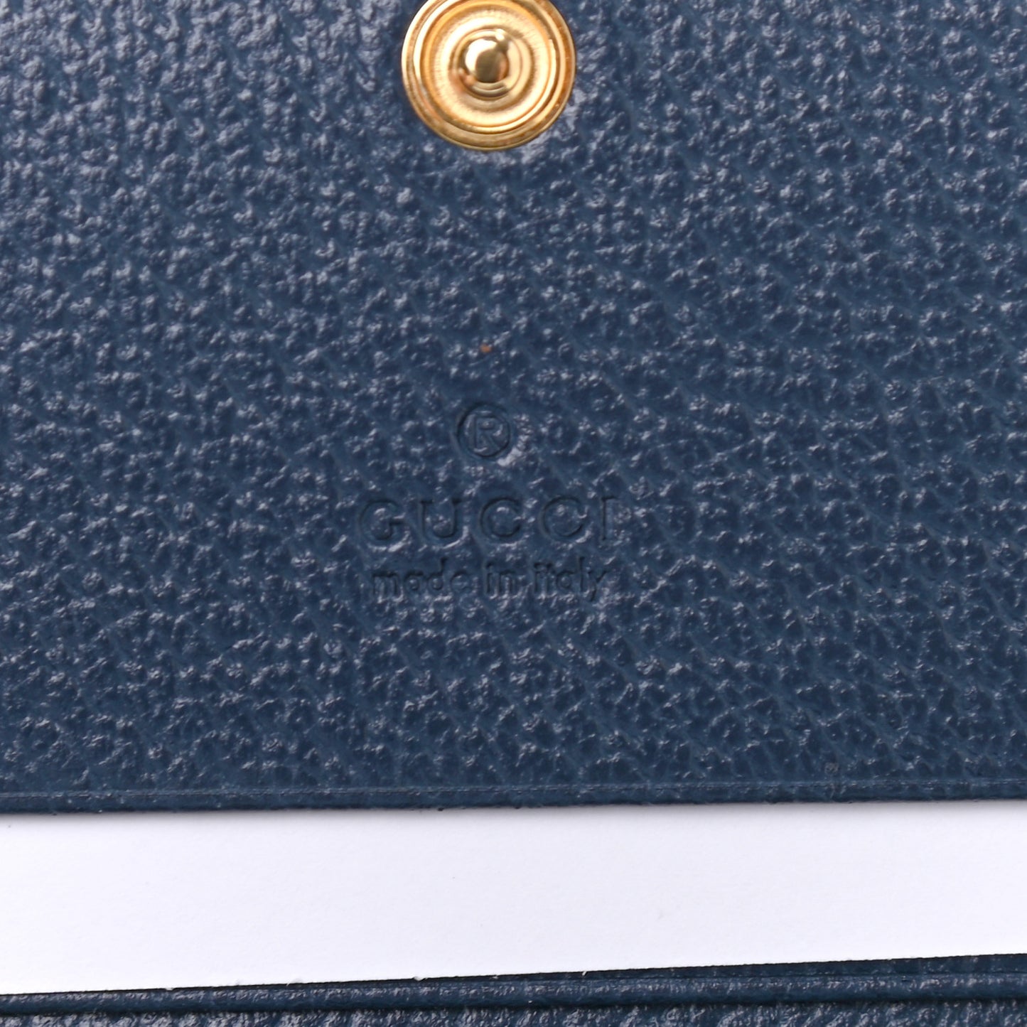 Calfskin Web Ophidia Card Case Blue