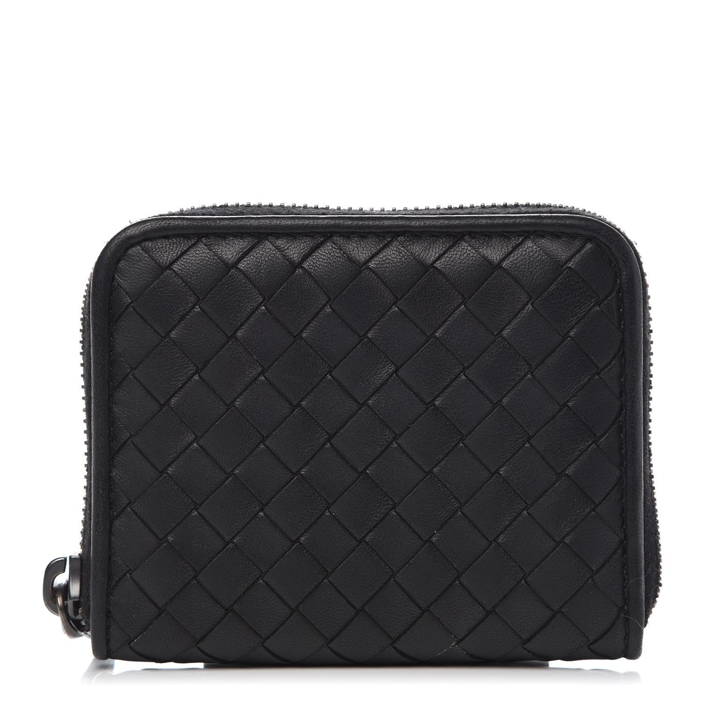 Nappa Intrecciato Zip Around Coin Purse Black
