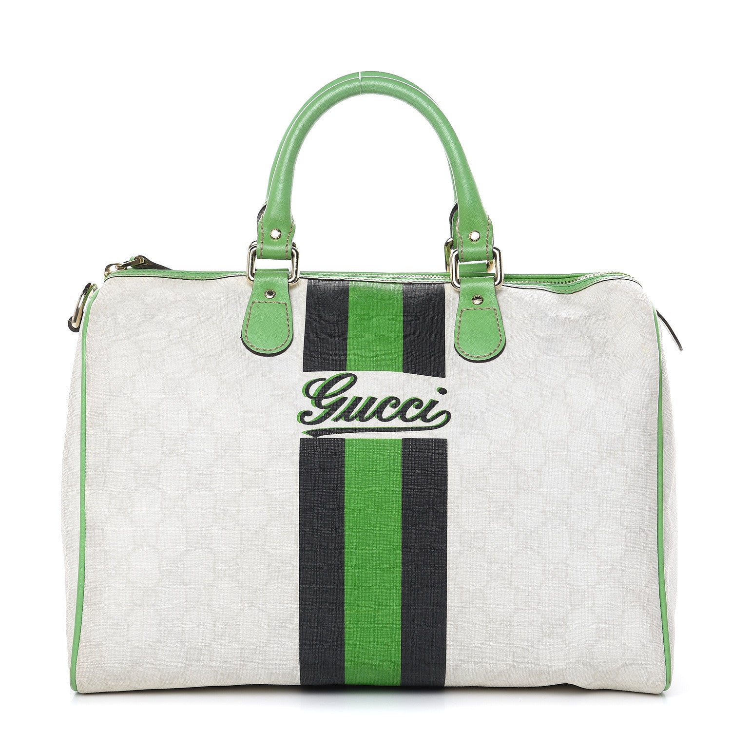 Gucci GG Plus Monogram Web Stripe Medium Joy Boston Green 1 of 18