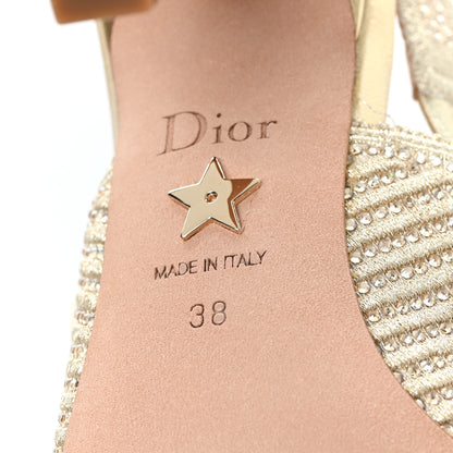 Christian Dior Cotton Laminated Strass J'Adior Slingback 100mm Pumps 38 Gold 7 of 10