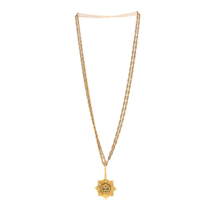 Chanel Metal CC Sunburst Chain Pendant Necklace Gold 2 of 5