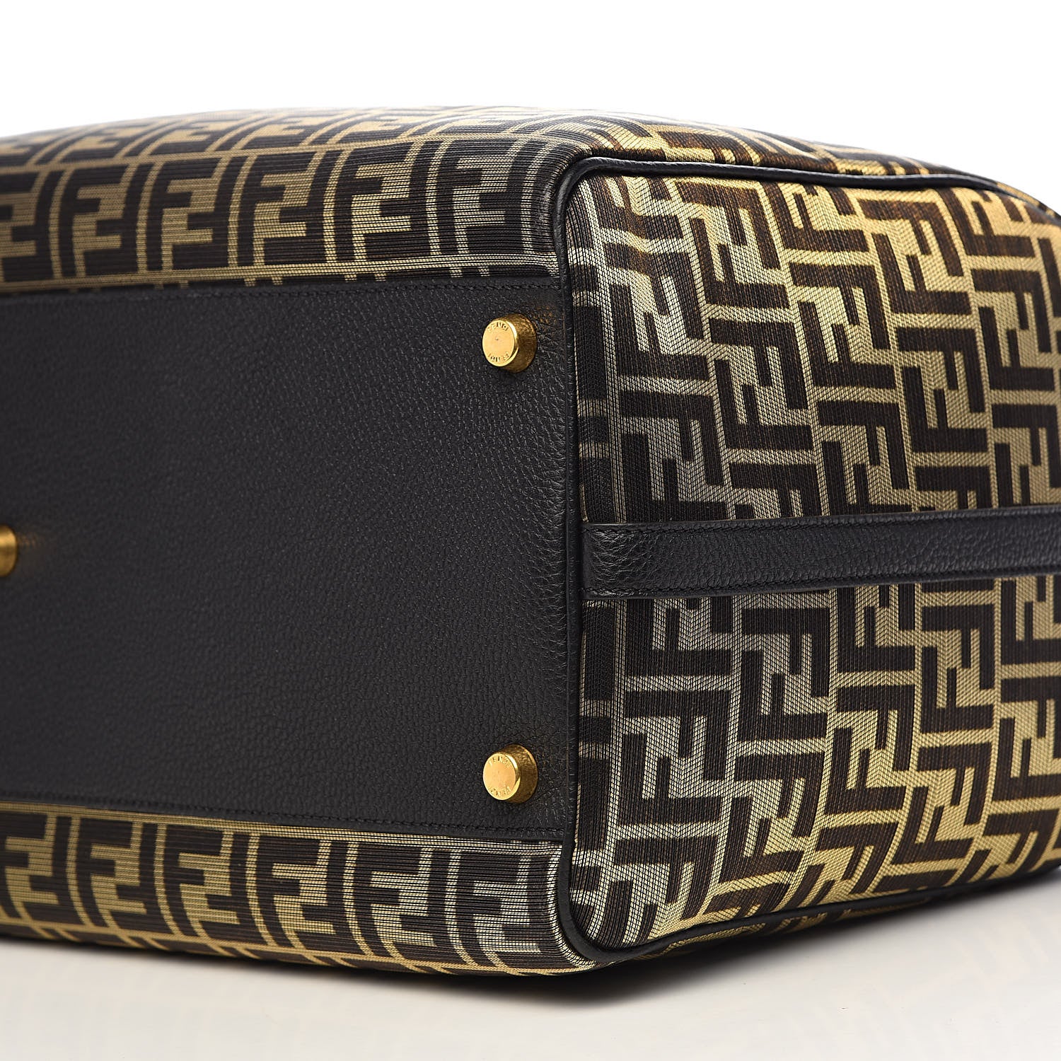 Fendi Fabric Jacquard Cuoio Roma FF Metallic Thread Karligraphy Weekender Gold Black 9 of 10