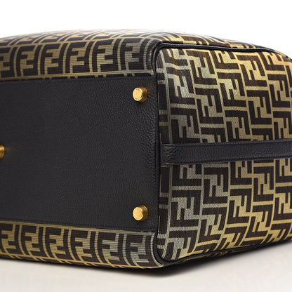 Fendi Fabric Jacquard Cuoio Roma FF Metallic Thread Karligraphy Weekender Gold Black 9 of 10