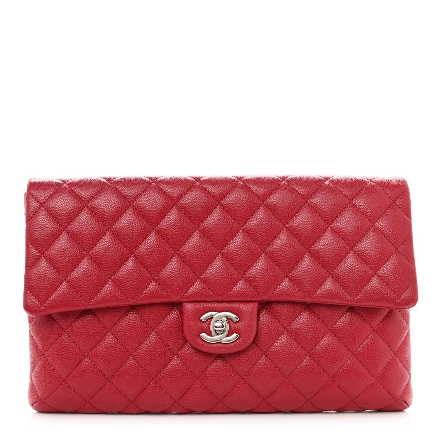 Chanel Caviar Quilted Flap Clutch Dark Pink 1 of 10