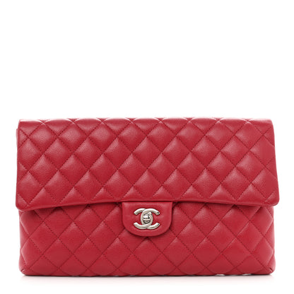 Chanel Caviar Quilted Flap Clutch Dark Pink 1 of 10