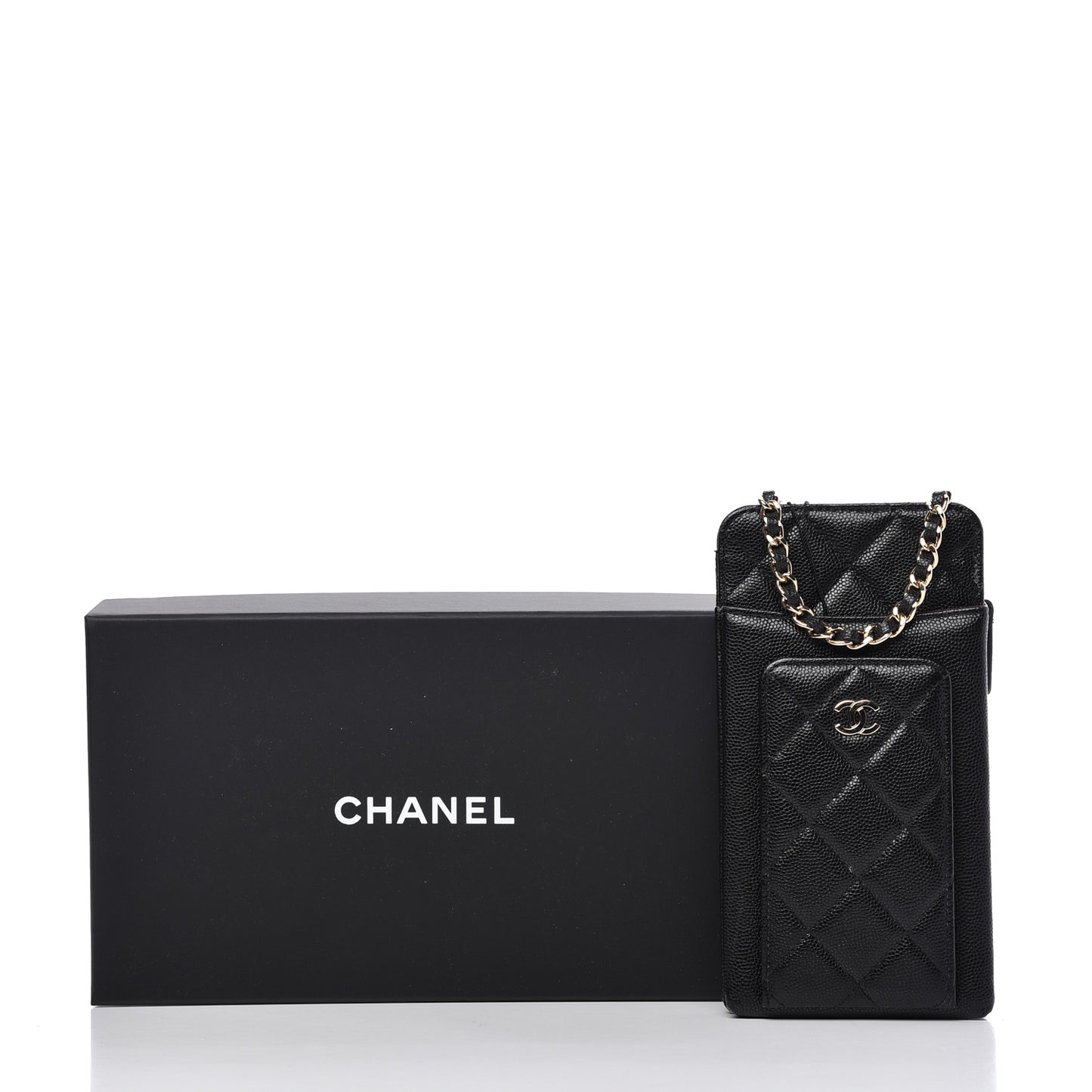 Caviar Quilted Zip Phone Case Black
