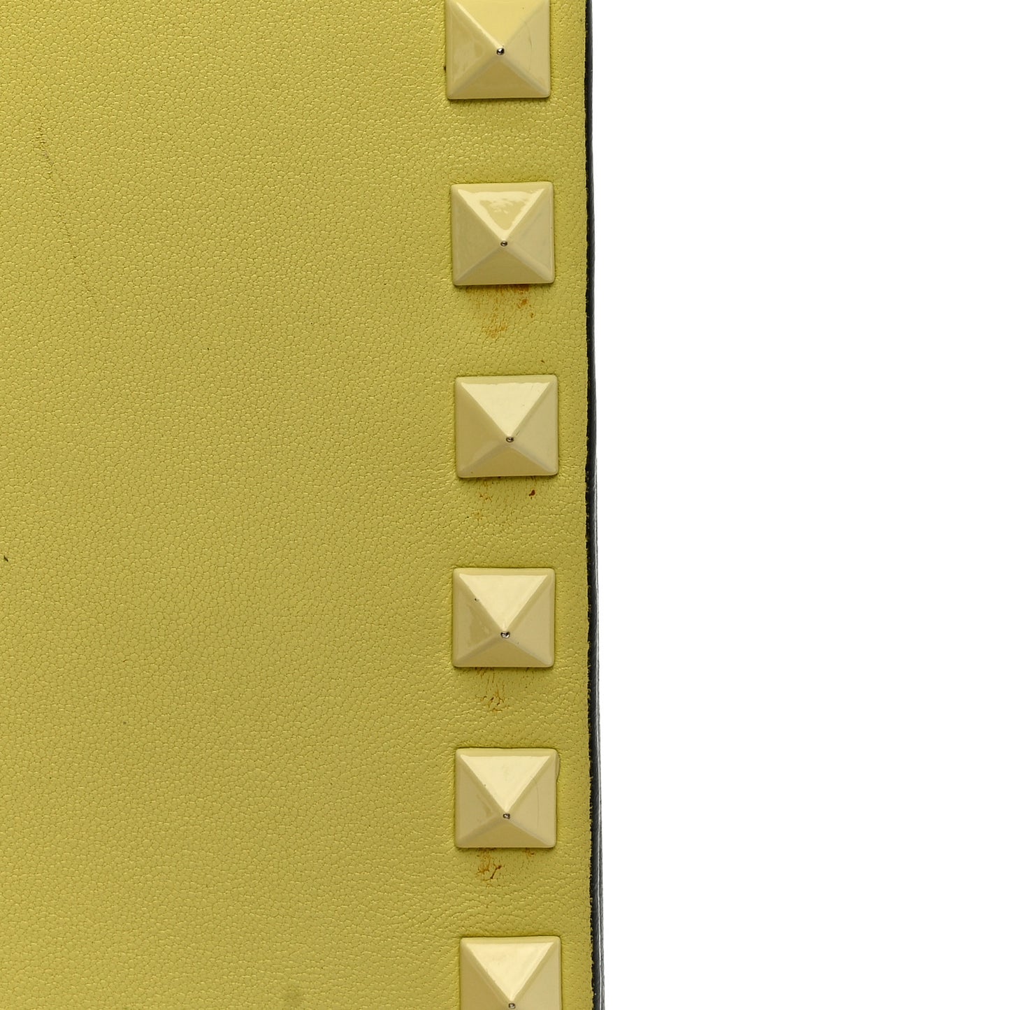 Nappa Monochrome Rockstud Wristlet Clutch Soft Yellow
