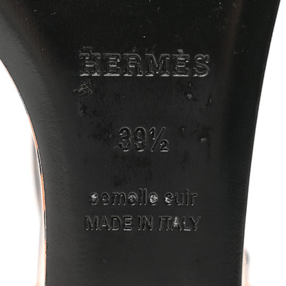 Hermes Calfskin Printed Acapulco Wedge Sandals 39.5 Black Naturel 8 of 12