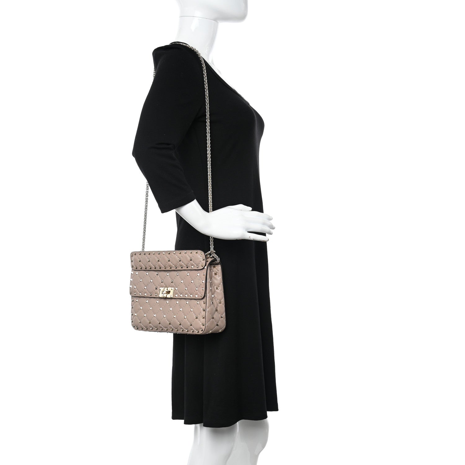 Valentino Garavani Lambskin Medium Rockstud Spike Shoulder Bag Poudre 2 of 9