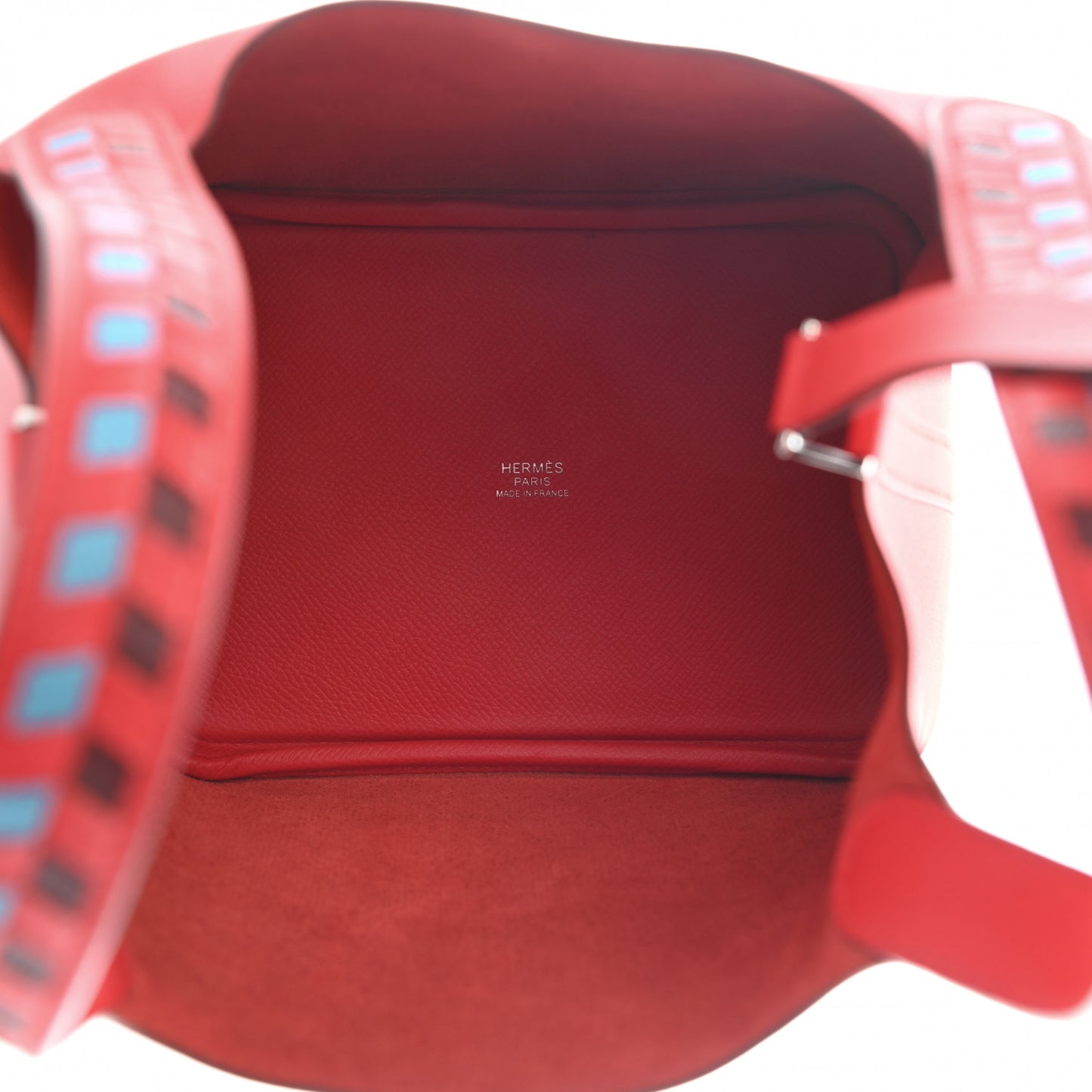 Epsom Tressage De Cuir Picotin Lock 18 PM Rouge Coeur Bleu du Nord Rouge H