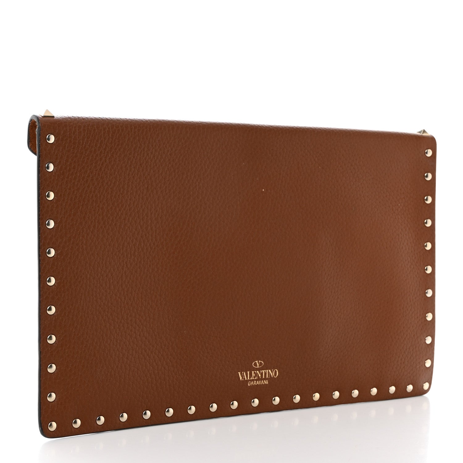 Valentino Garavani Pebbled Calfskin Large Rockstud Envelope Clutch Light Cuir 3 of 7