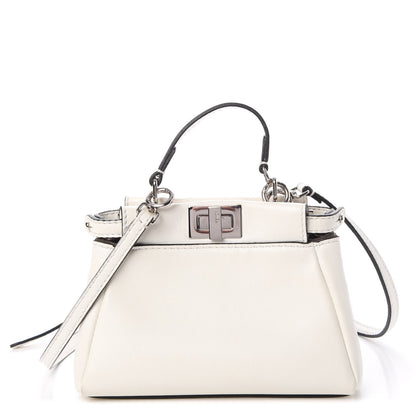 Fendi Shiny Nappa Micro Peekaboo Iconic Satchel White 1 of 12