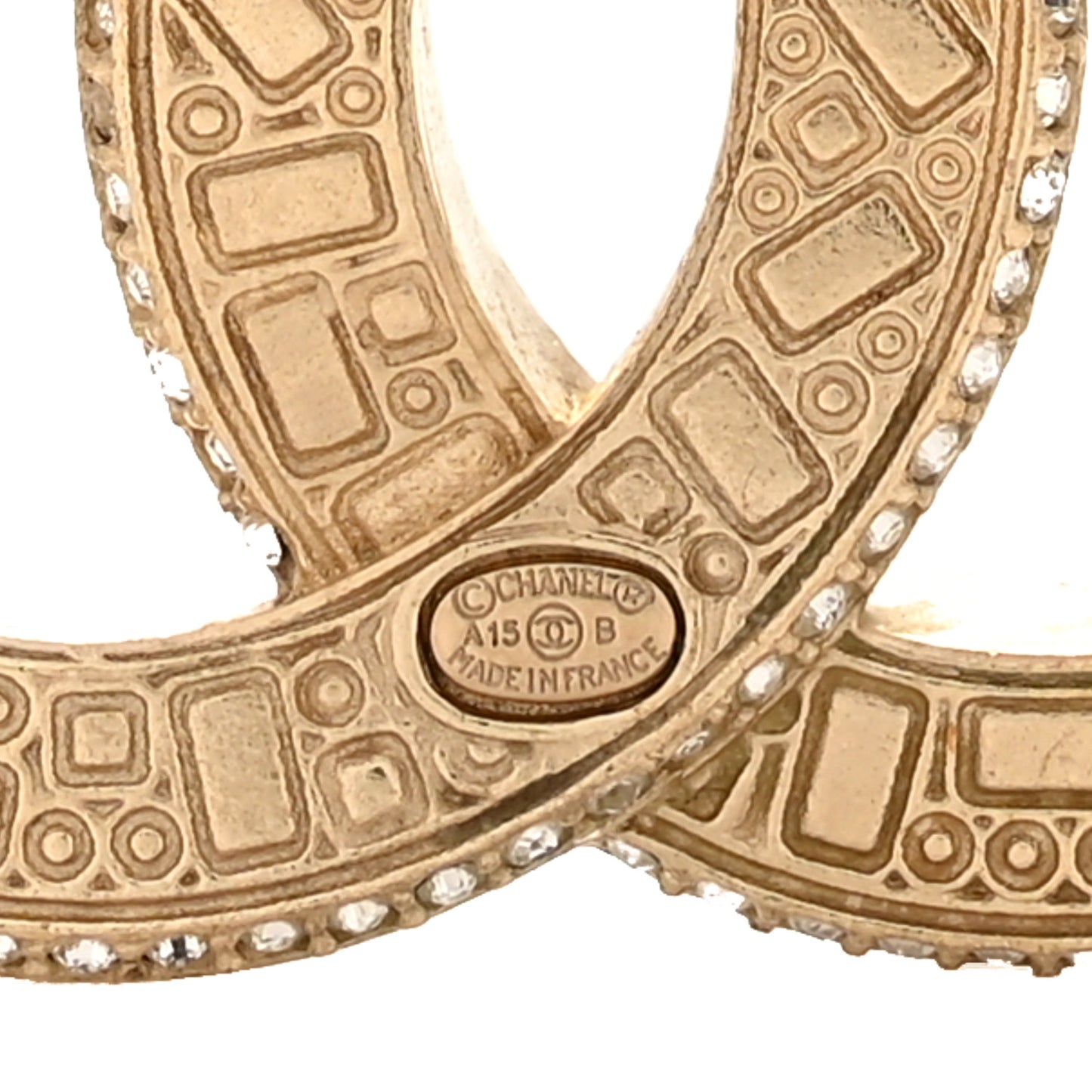 Baguette Crystal CC Brooch Gold Black