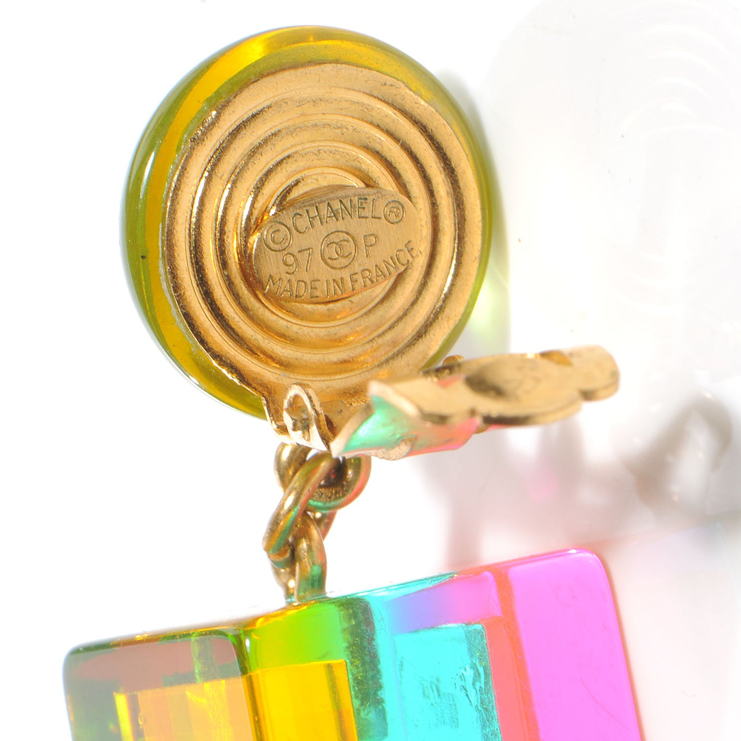 N°5 CC Resin Cube Clip On Earrings Multicolor