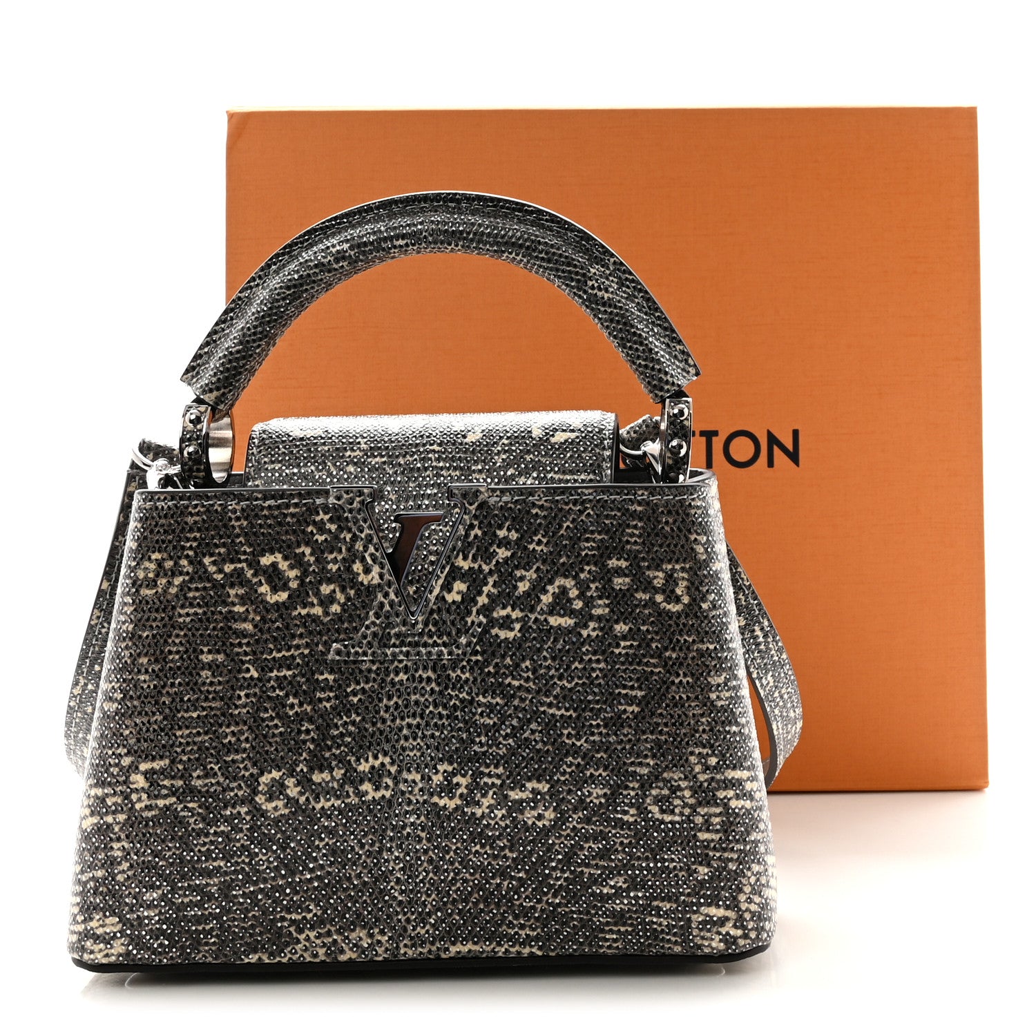 Louis Vuitton Lizard Mini Capucines Argento 10 of 10