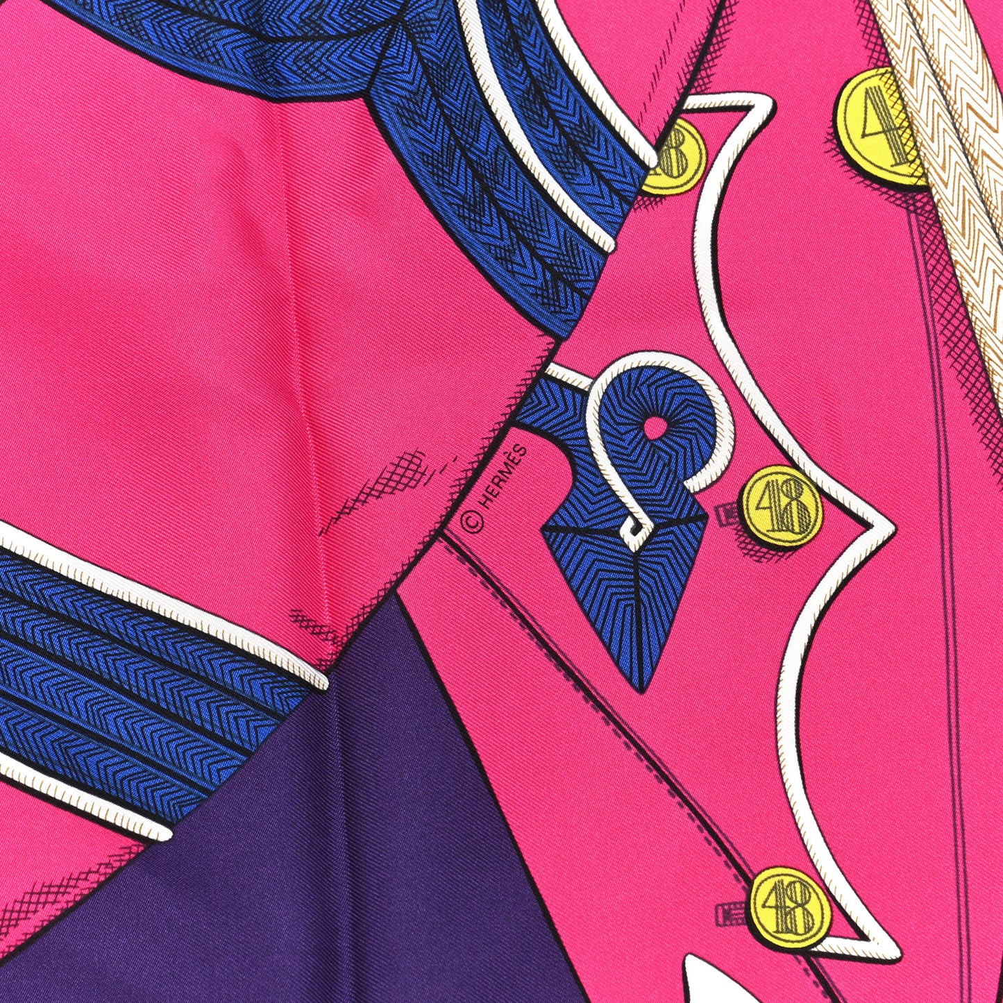 Silk Twill Zouaves Et Dragons Scarf 90 Rose Vif Rouge Violet