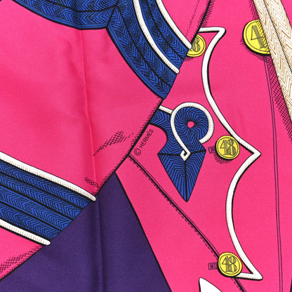 Hermes Silk Twill Zouaves Et Dragons Scarf 90 Rose Vif Rouge Violet 4 of 6