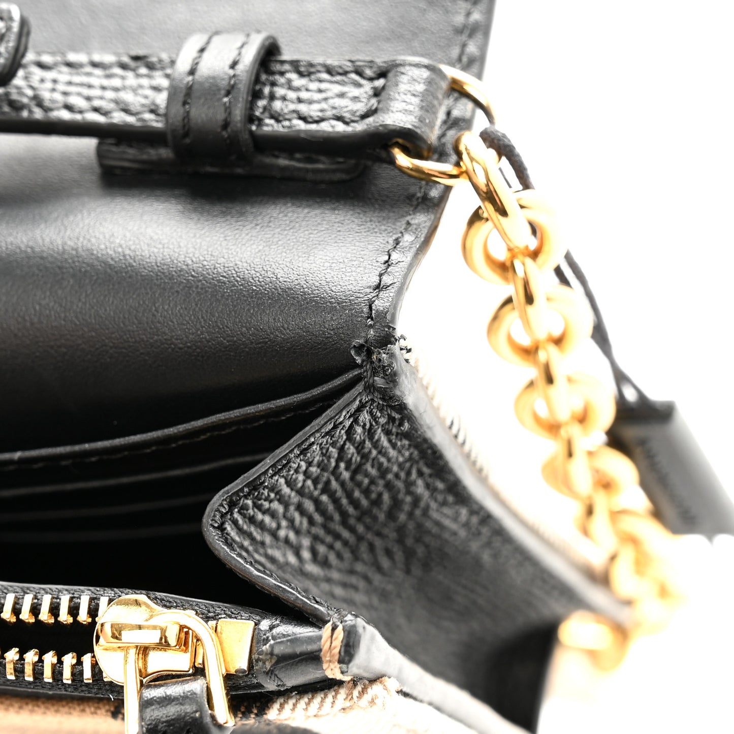 Derby Calfskin House Check Wallet On Chain Black