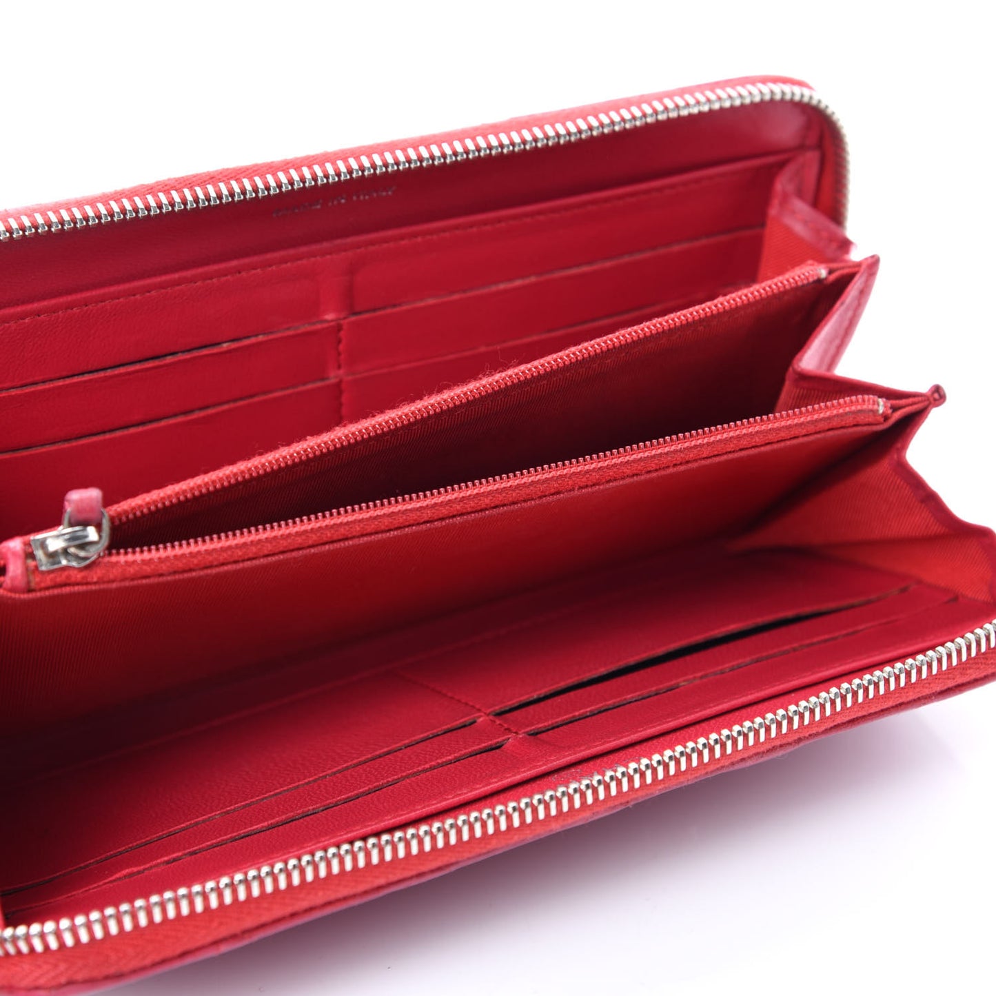 Lambskin Quilted Zip Around Wallet Dark Pink