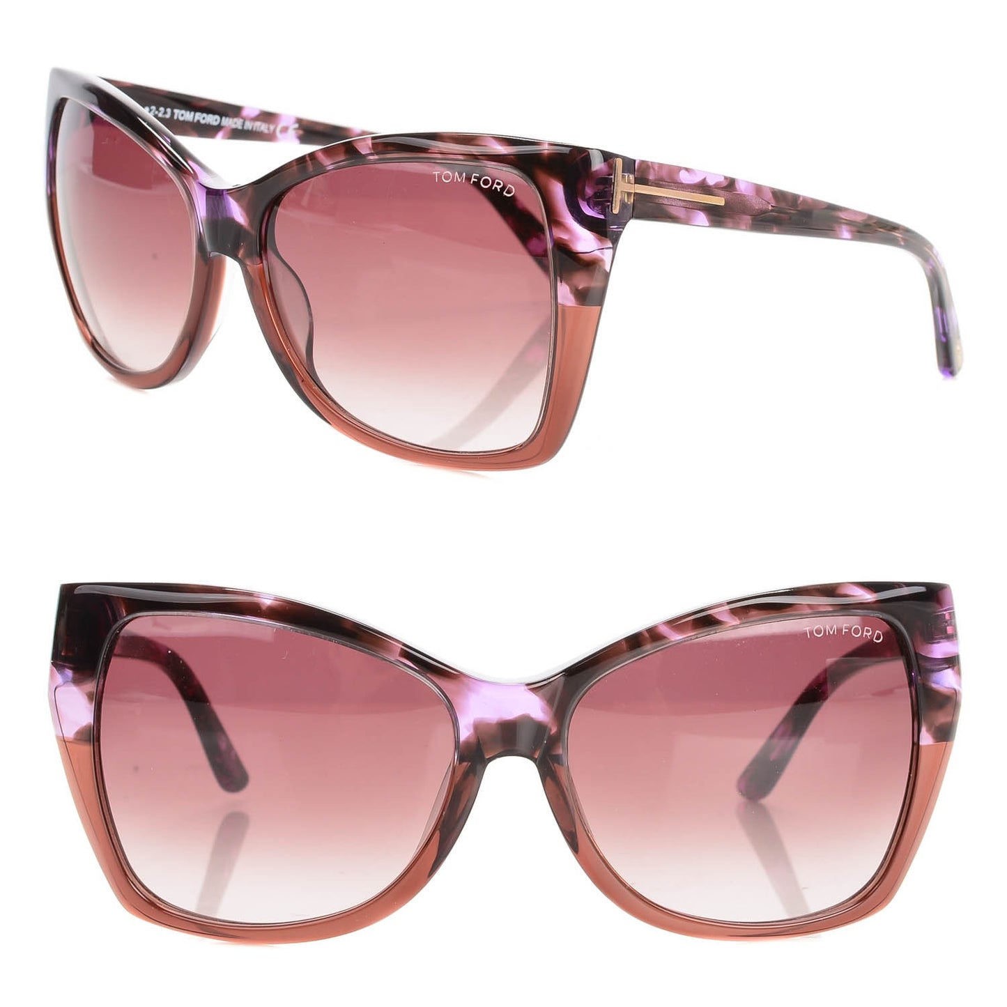 Carli Oversize Square Cateye Sunglasses TF295 Violet Havana