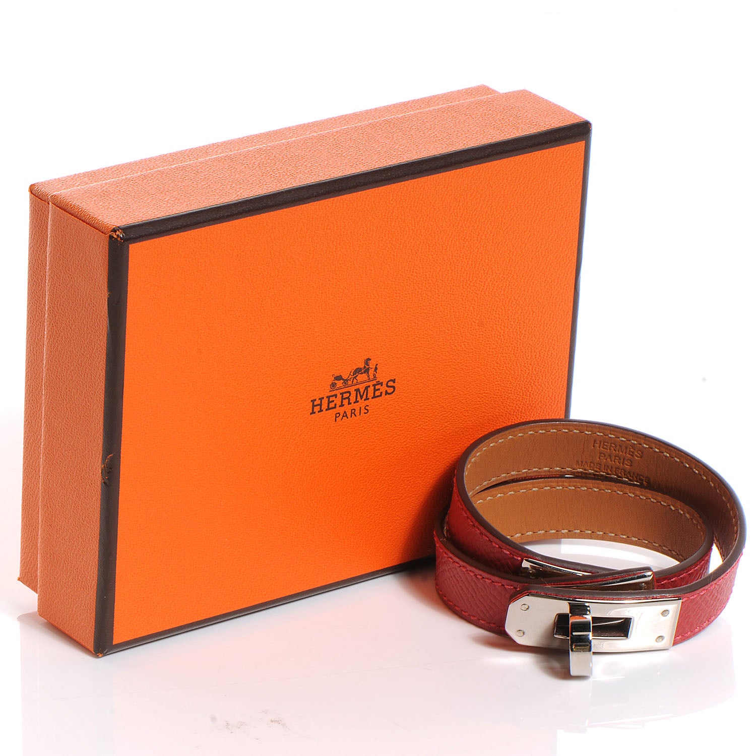 Hermes Epsom Kelly Double Tour Bracelet XS Rouge Casaque 4 of 7