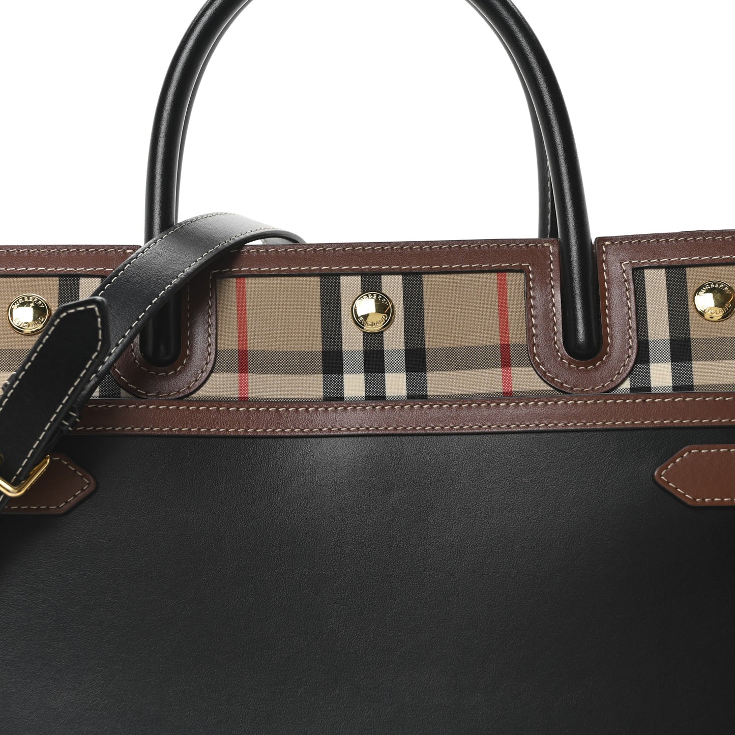 Calfskin Vintage Check Small Two Handle Title Bag Black