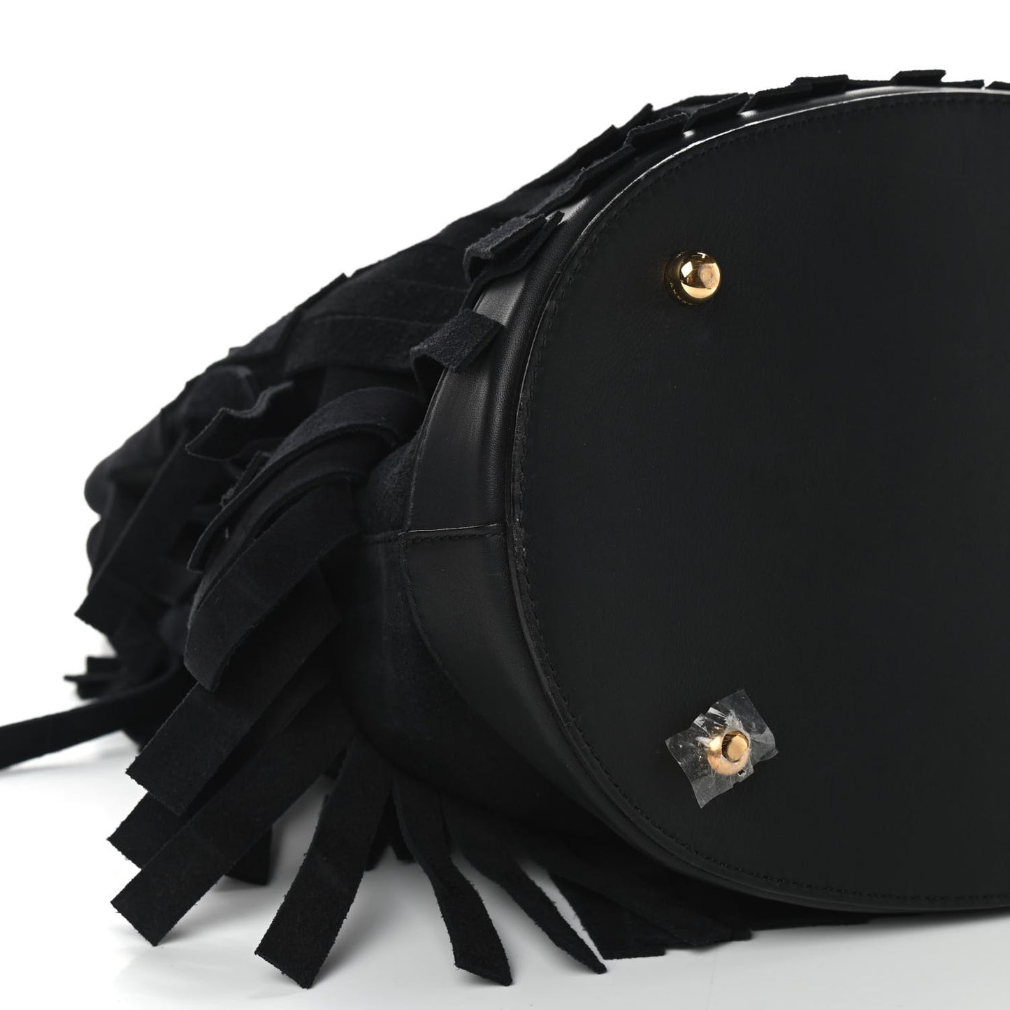 Prorsum Suede Fringe Bucket Bag Black