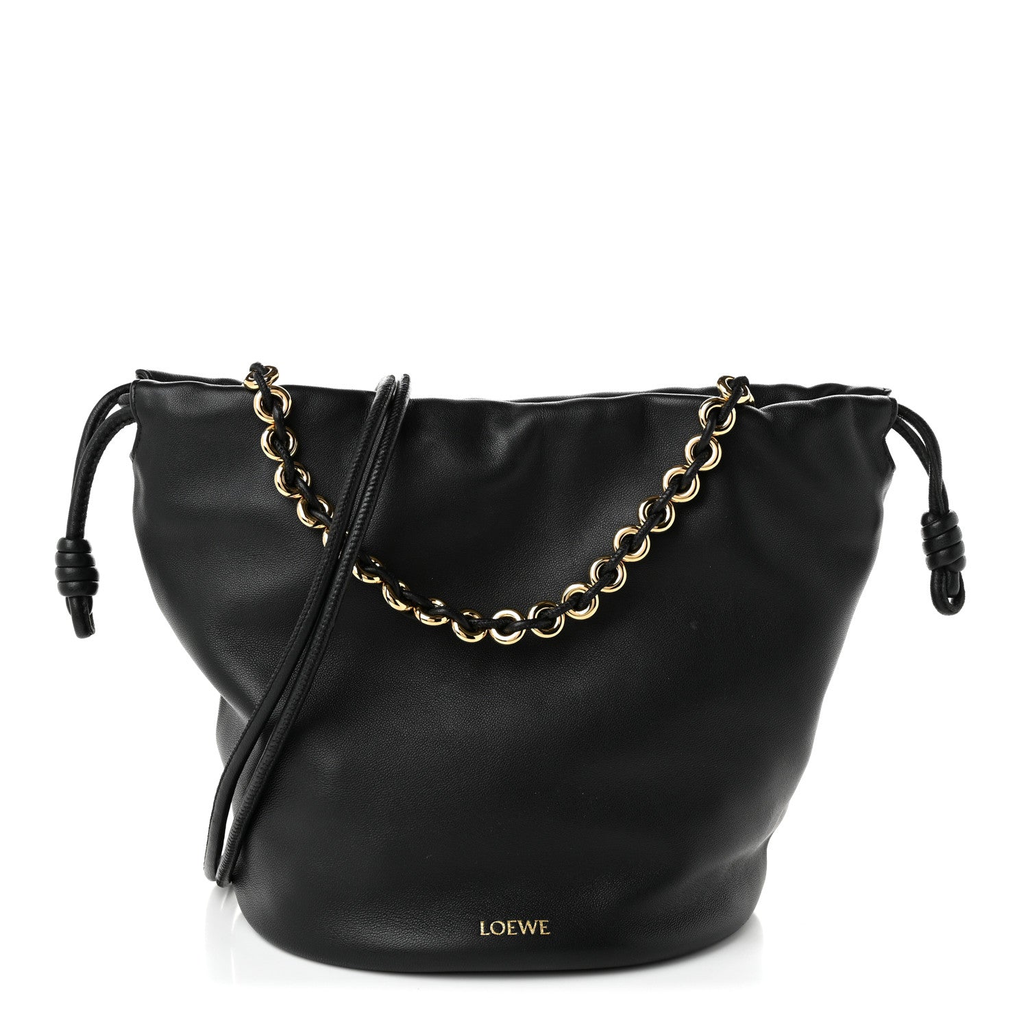 Loewe Mellow Nappa Donut Chain Mini Flamenco Knot Clutch Black 1 of 9