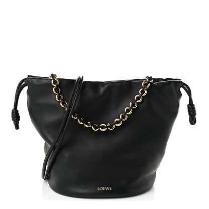 Loewe Mellow Nappa Donut Chain Mini Flamenco Knot Clutch Black 1 of 9