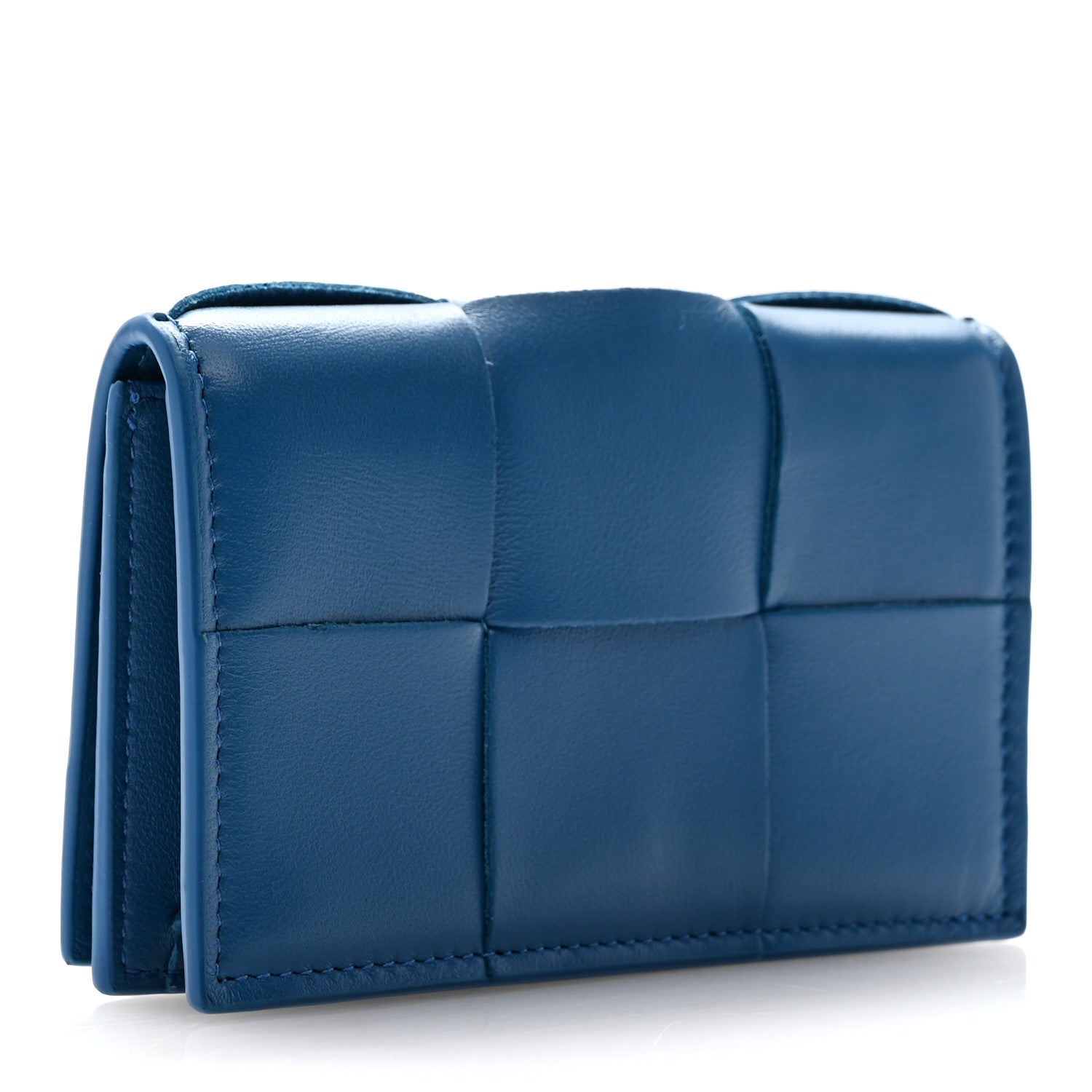 Bottega Veneta Nappa Maxi Intrecciato Card Holder Wallet Deep Pacific 3 of 6