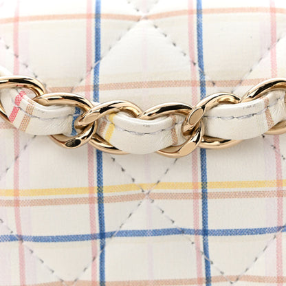 Chanel Calfskin Quilted Plaid Printed Small Single Flap White Multicolor 11 of 11