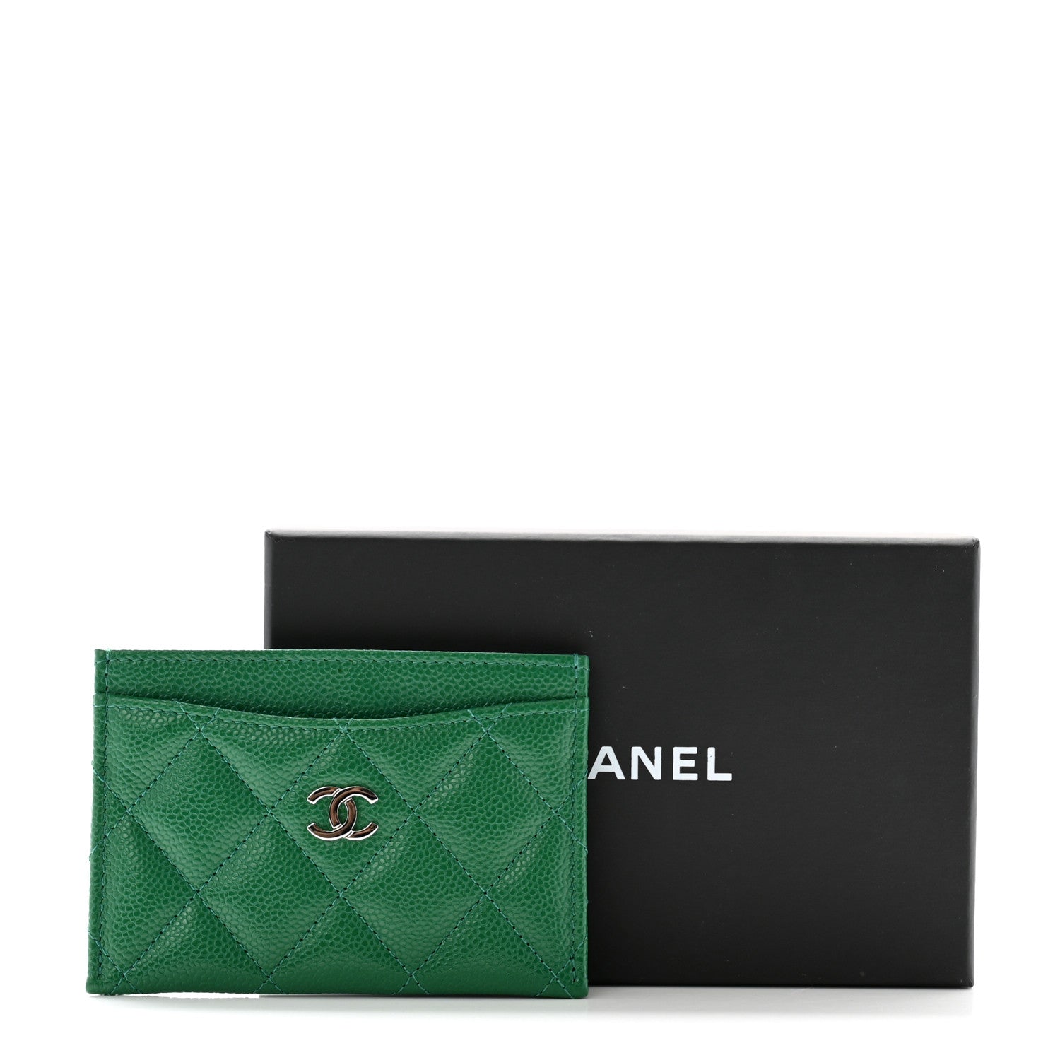 Chanel Caviar Quilted Card Holder Green 9 of 9
