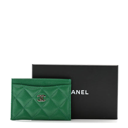 Chanel Caviar Quilted Card Holder Green 9 of 9