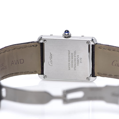 Cartier Stainless Steel Alligator 24mm Tank Solo Quartz Watch Purple 4 of 8