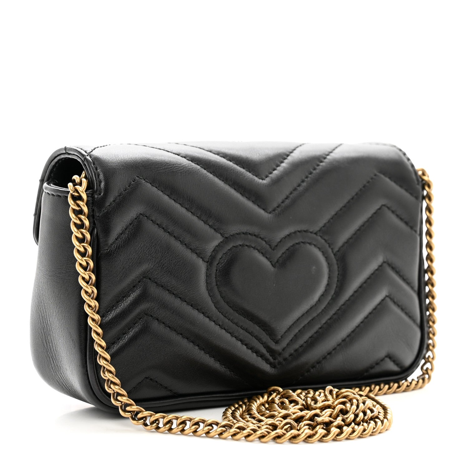 Gucci Calfskin Matelasse Super Mini GG Marmont Shoulder Bag Black 3 of 11