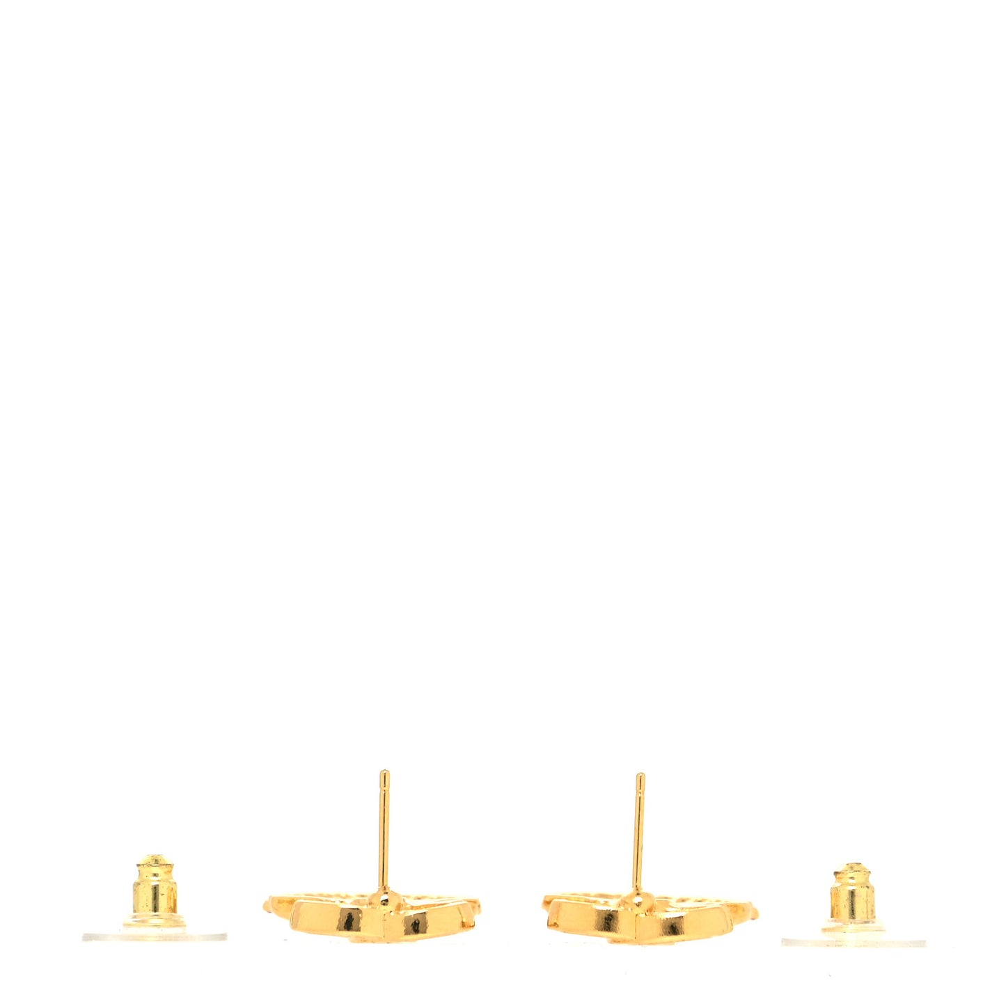 Crystal CC Shell Earrings Gold Pink