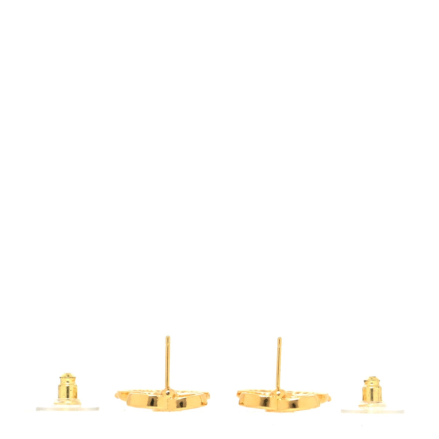 Chanel Crystal CC Shell Earrings Gold Pink 3 of 4