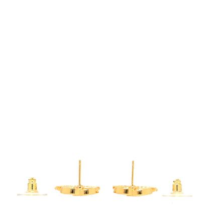 Chanel Crystal CC Shell Earrings Gold Pink 3 of 4