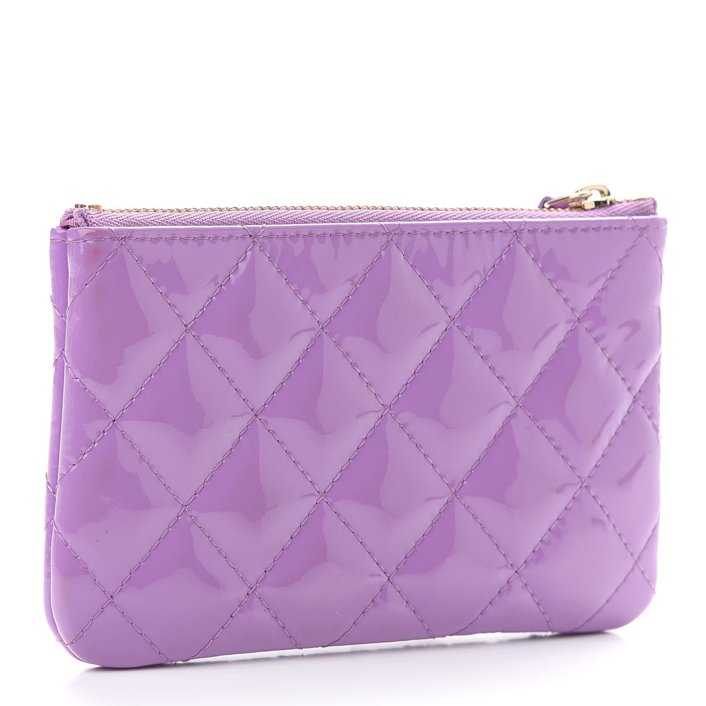 Patent Quilted Small Cosmetic Case Purple