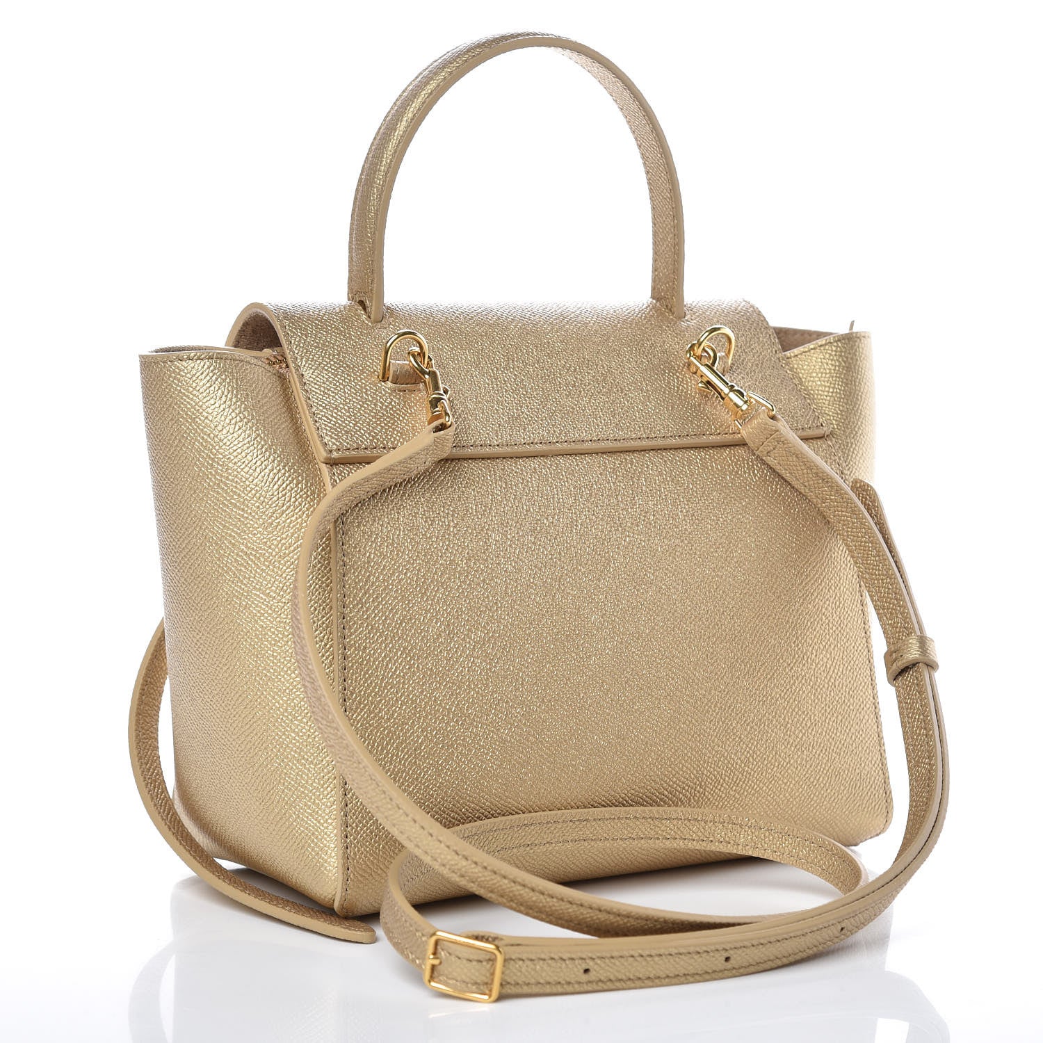 Celine Laminated Calfskin Nano Belt Bag Gold 3 of 9