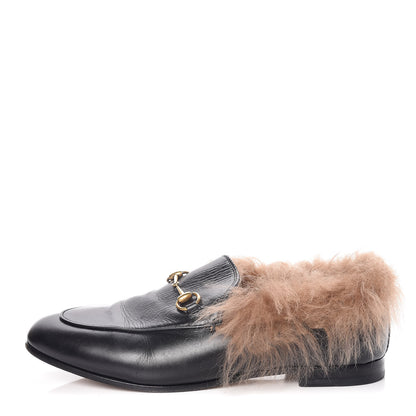 Gucci Malaga Kid Fur Womens Jordaan Loafers 39 Black Natural 1 of 13