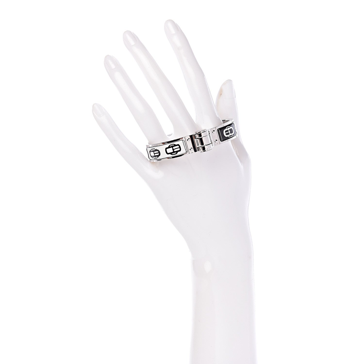 Hermes Enamel Printed Narrow Charniere Boucleries Modernes Hinged Bracelet S Positif Negatif 2 of 4