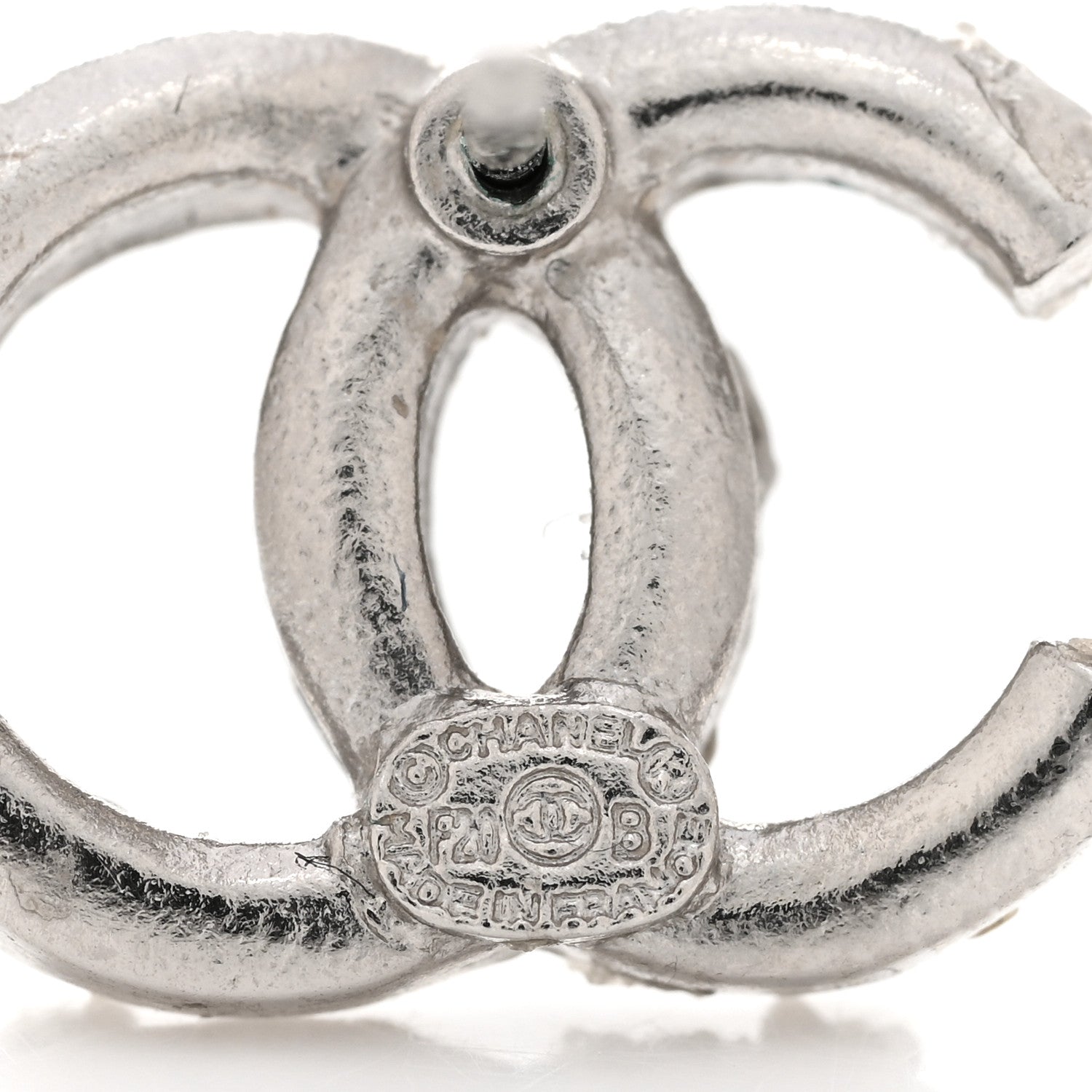 Chanel Crystal CC Earrings Silver 4 of 4