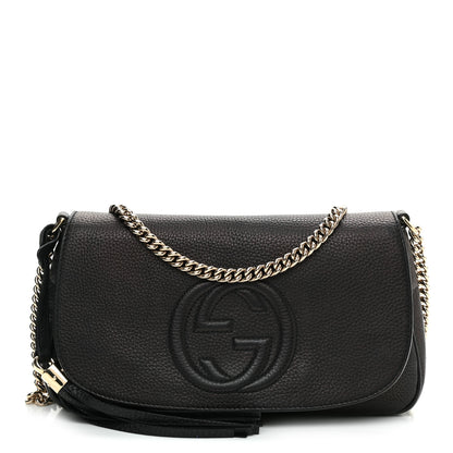 Gucci Pebbled Calfskin Medium Soho Flap Crossbody Black 1 of 10