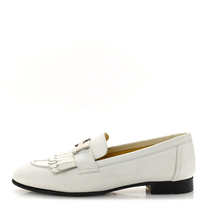 Hermes Calfskin Womens Royal Loafers 35 White 1 of 10