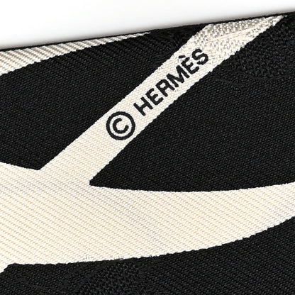 Hermes Silk Calfskin Bouquet Final Fringed Twilly Creme Black 4 of 4