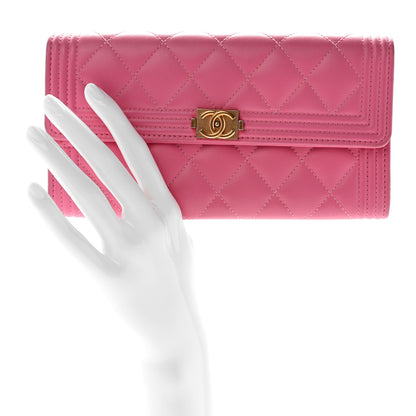 Chanel Lambskin Quilted Large Boy Gusset Flap Wallet Pink 2 of 10