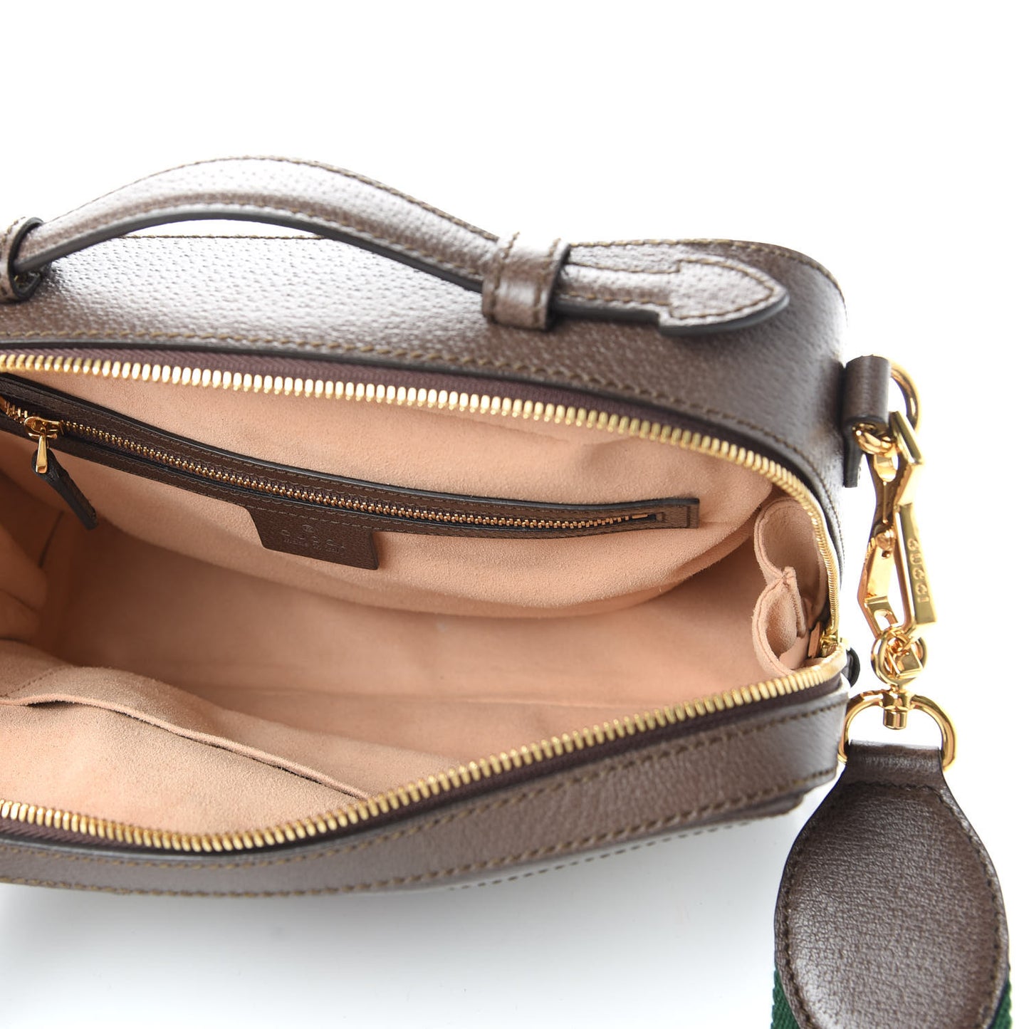 GG Supreme Monogram Web Small Ophidia Top Handle Shoulder Bag Brown