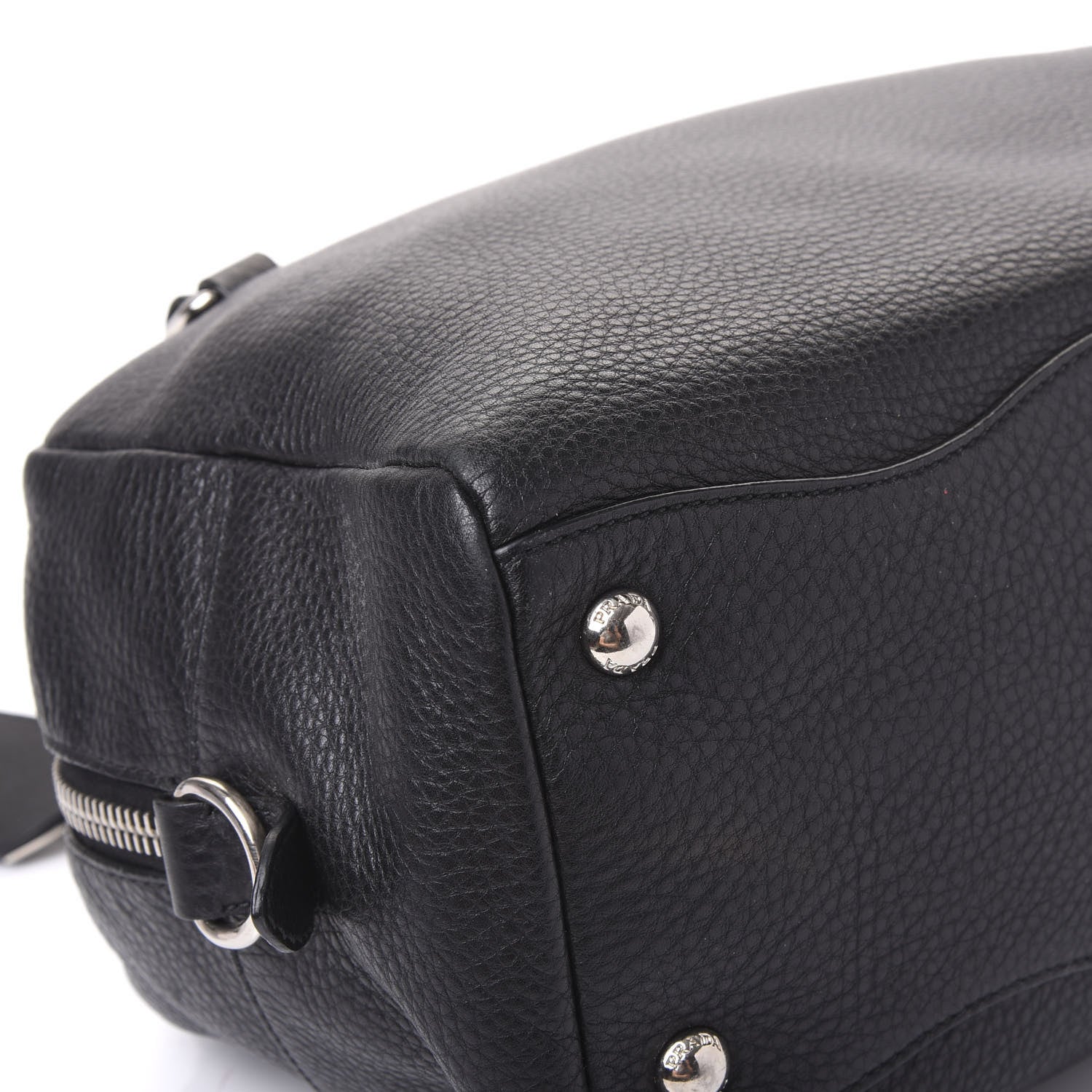 Prada Vitello Daino Embossed Logo Bowler Black 9 of 12
