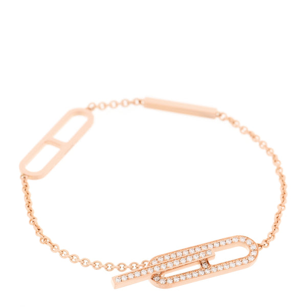 Hermes 18K Rose Gold Diamond PM Ever Chaine D'Ancre Bracelet ST